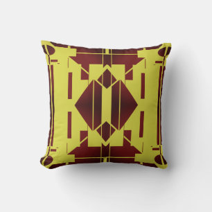 Almofada Motif Mediterrâneo Simétrico Amarelo Vermelho