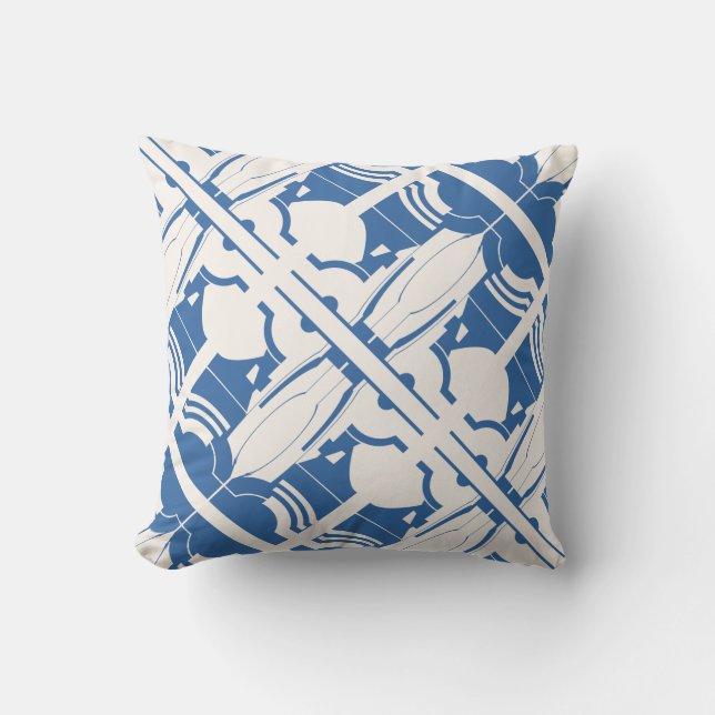 Almofada Motif Mosaico Mediterrâneo Inclinado Azul Esbranqu (Frente)