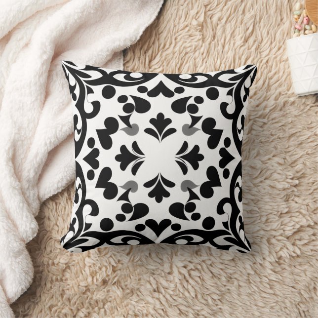 Almofada motif noir sur fond blanc (Cobertor)