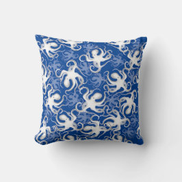 Almofada Motif Repetitivo Branco E Azul | Padrão Octopus