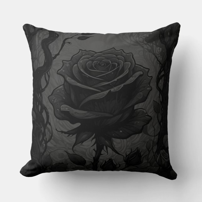 Almofada Motif Rosas Preto (Frente)