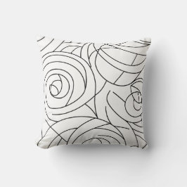 Almofada Motif Spirale Abstrait - Noir et Blanc Moderne