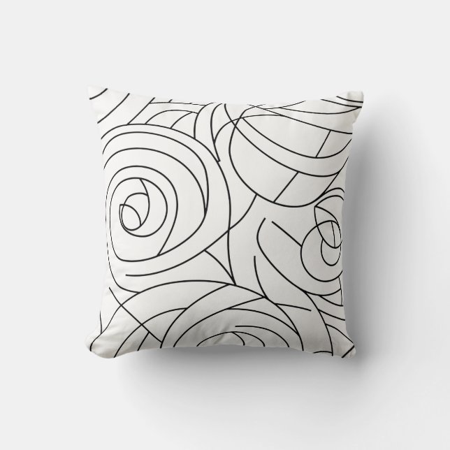 Almofada Motif Spirale Abstrait - Noir et Blanc Moderne (Frente)