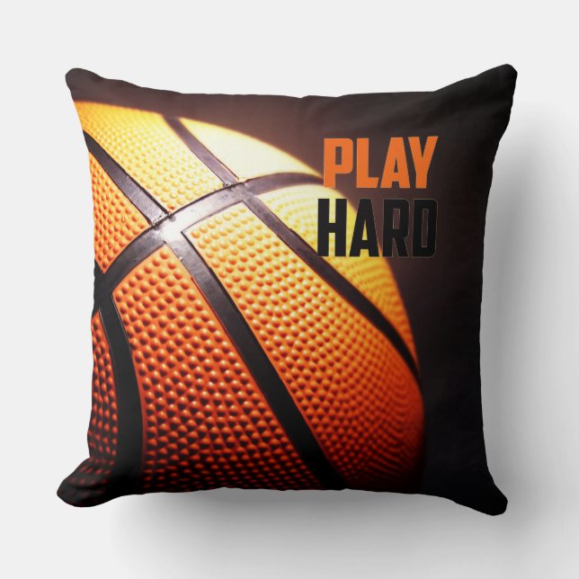 Almofada Motivação de basquete - duro de jogar pelo armazen (Frente)