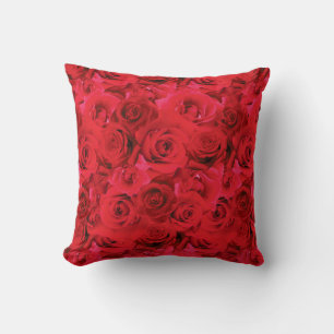 Almofada Motivo Floral Repetitivo Padrão de Rosas Vermelh