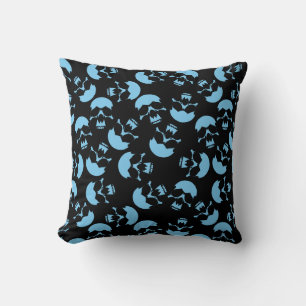 Almofada Motivo Repetitivo Azul e Preto Padrão de Caveira