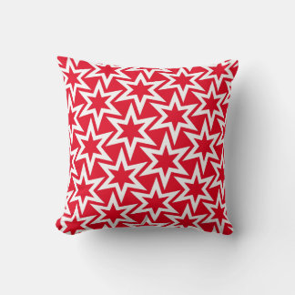 Almofada Motivo Vermelho e Branco | Padrão de Estrela Geomé