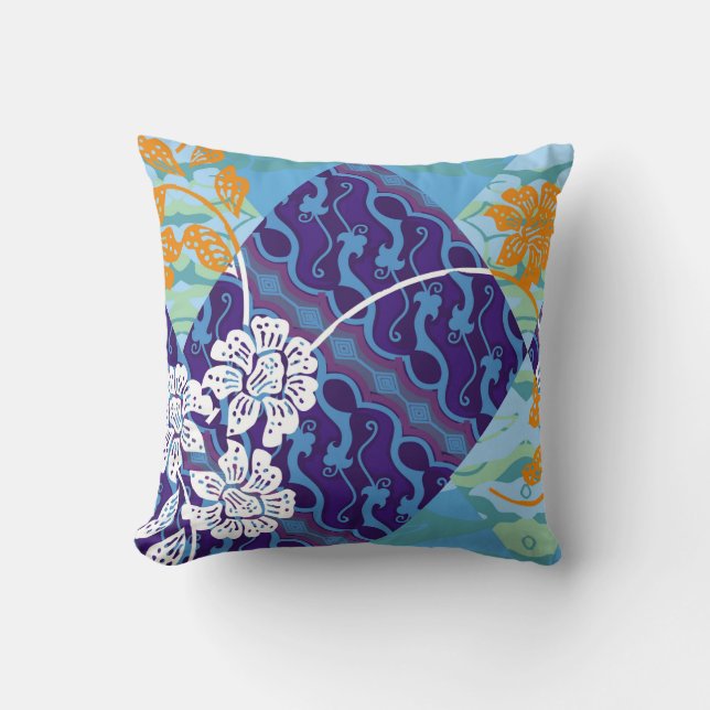 Almofada Motivos batidos indonésios com um plano muito dist (Frente)