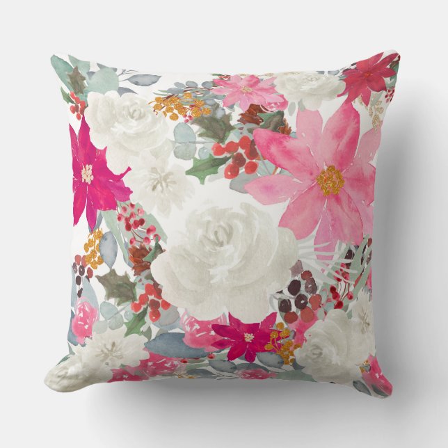 Almofada Motivos florais para a época de Natal (Frente)