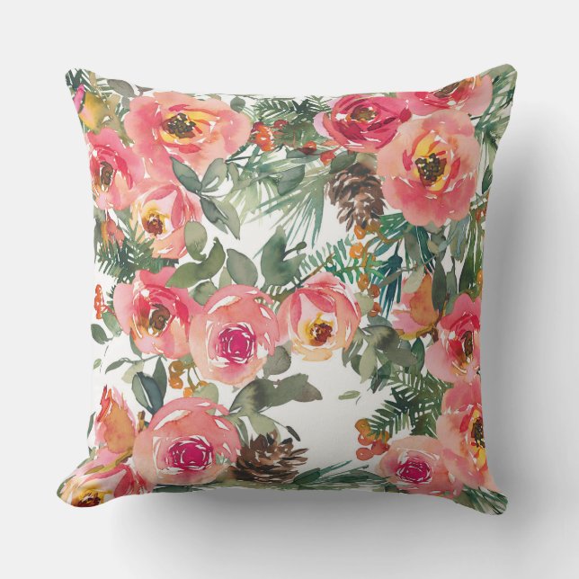 Almofada Motivos florais para a época de Natal (Frente)