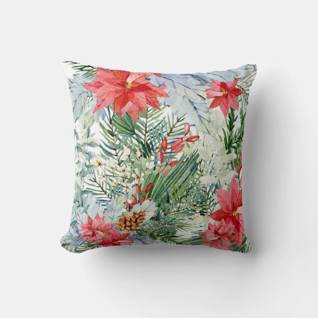 Almofada Motivos florais para a época de Natal (Frente)