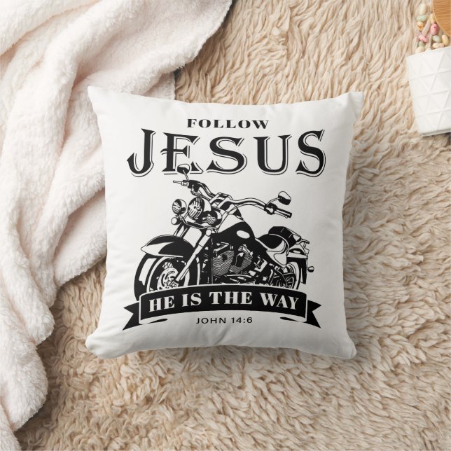 Almofada Motocicleta Christian Biker John 14:6 Siga Jesus (Cobertor)