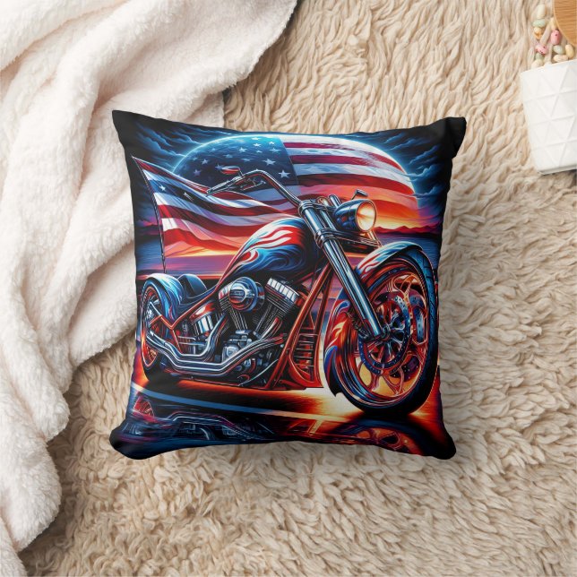Almofada Motocicleta personalizada com bandeira americana n (Cobertor)