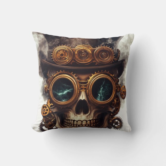 Almofada Motor de Crânio Steampunk (Frente)