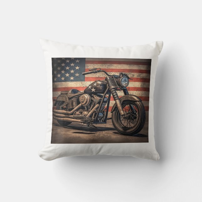 Almofada Motorcycle USA Flag Biker (Frente)