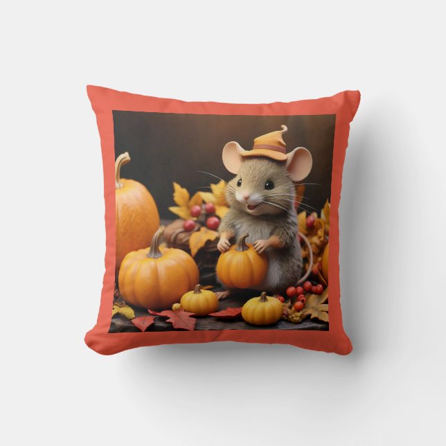 Almofada Mouse de outono com Travesseiro decorativo Pumpkin (Frente)
