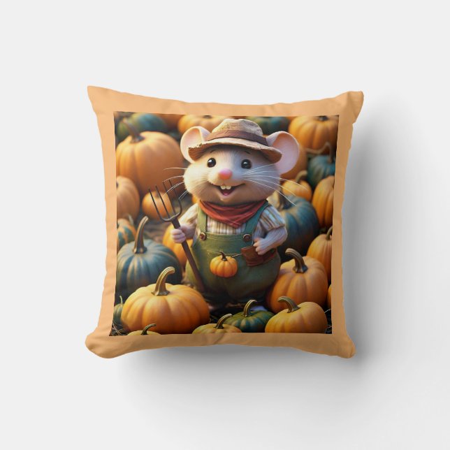 Almofada Mouse Farmer Engraçado com Travesseiro decorativo  (Frente)