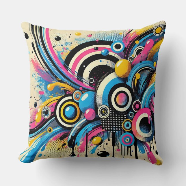 Almofada 🎨 Movimento de Círculo Abstrato para Decoração Mo (Frente)