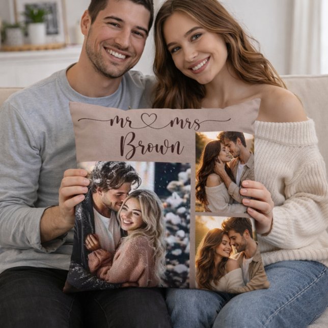 Almofada Mr & Mrs Personalized Photo Throw Pillow (Criador carregado)