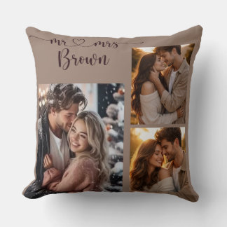 Almofada Mr & Mrs Personalized Photo Throw Pillow