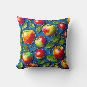 Almofada muitas pinturas de fruta de maçã, no centro