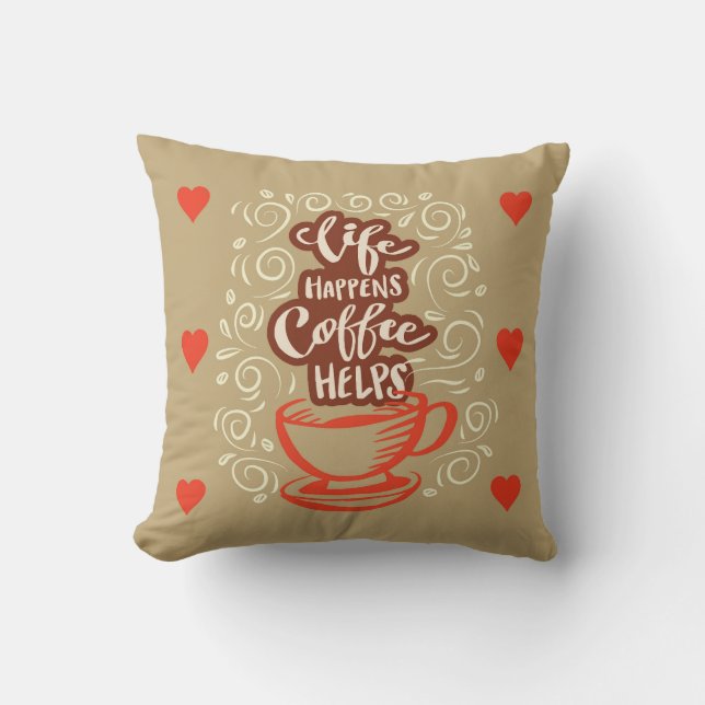 Almofada Muito Legal e Fofo Café ou Java (Frente)