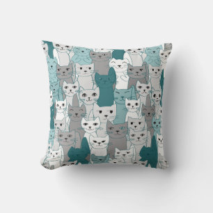 Almofada Muitos Gatos Brancos De Cinza Teal