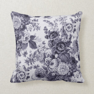 Almofada Mulberry Toile floral botânico roxo azul No.5