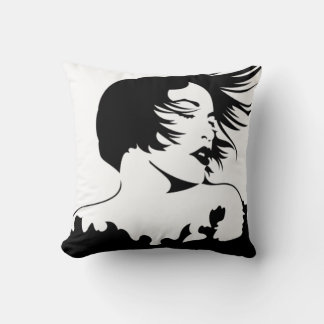 Almofada Mulher 2 Preto lateral / Travesseiro branco