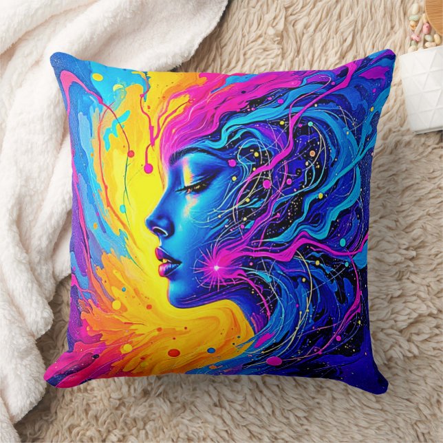 Almofada Mulher Abstrato de Dreamy Colorful (Cobertor)