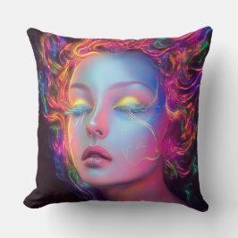 Almofada Mulher alienígena com cabelo cósmico
