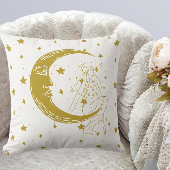 Almofada Mulher celestial, lua estrelas, boho, astronomia e (Criador carregado)