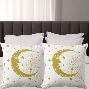 Almofada Mulher celestial, lua estrelas, boho, astronomia e