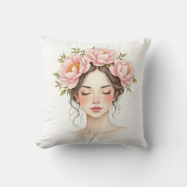 Almofada Mulher com Flor de Peônia