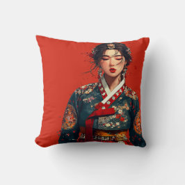 Almofada Mulher Coreana Moderna em Retrato de Hanbok