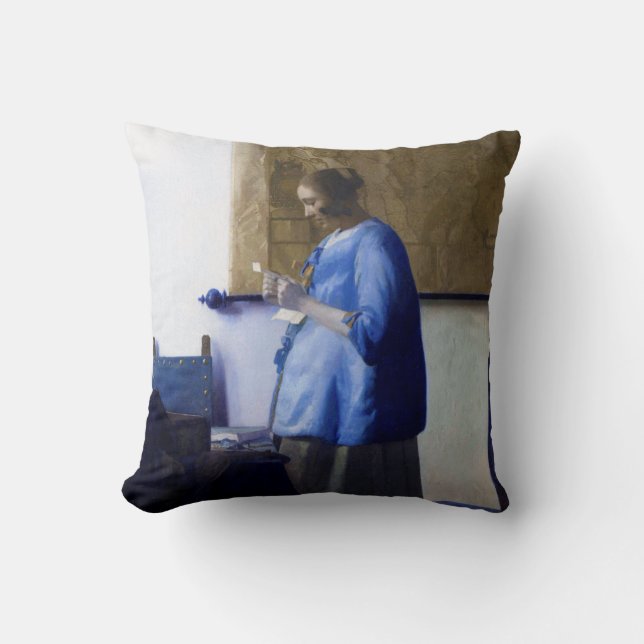 Almofada Mulher de Azul, Johannes Vermeer (Frente)
