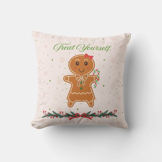 Almofada Mulher de Biscoito de Gengibre de Natal (Frente)