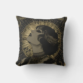 Almofada Mulher Dourada e Gótica Negra Rajada 20