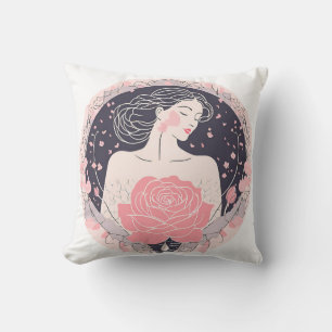Almofada Mulher elegante, cor-de-rosa abstrato pacífico
