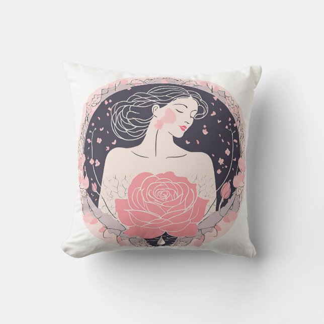 Almofada Mulher elegante, cor-de-rosa abstrato pacífico (Frente)