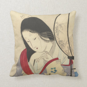 Almofada Mulher em um interior por uma lâmpada   1890-1908