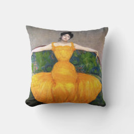 Almofada Mulher em vestido amarelo (por Max Kurzweil)