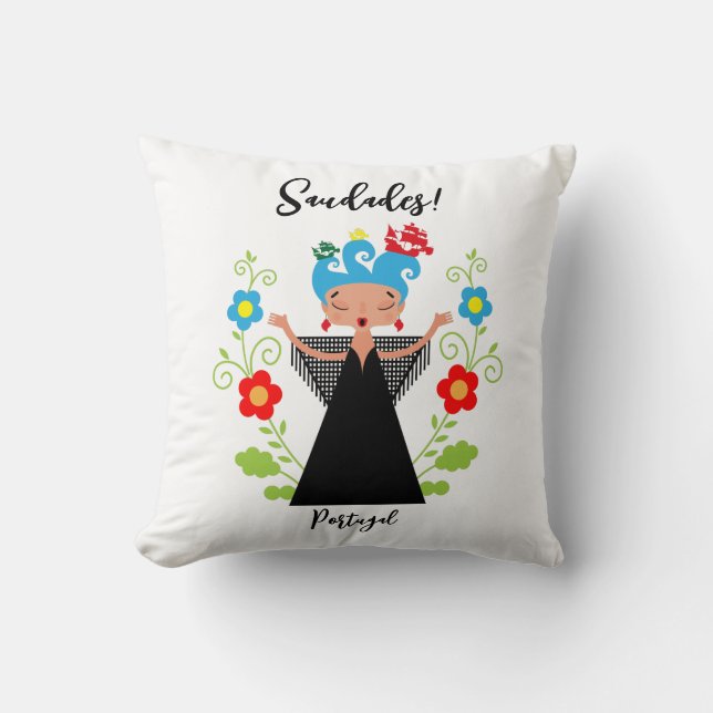 Almofada Mulher fada cantora de caravela portuguesa (Frente)