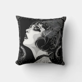 Almofada Mulher Gótica Monocromática Roaring 20
