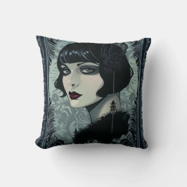 Almofada Mulher Gótica Negra e Azul Rajada 20
