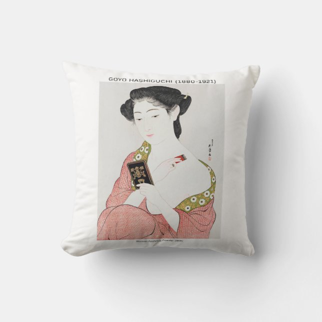 Almofada Mulher japonesa aplicando pó - Goyō Hashiguchi (Frente)
