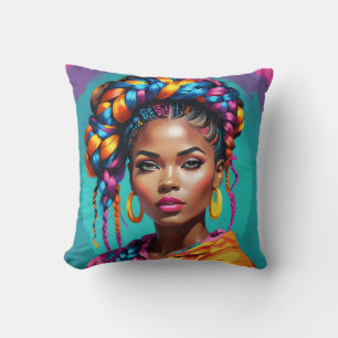 Almofada Mulher Melanina Vibrante - Pop de Arte Inspirada