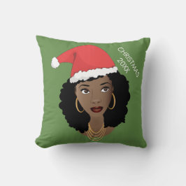 Almofada Mulher Negra, Chapéu Vermelho de Santa, Ano Atual,