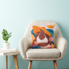 Almofada Mulher Negra Curvy, Pronta para Férias de Praia