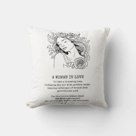 Almofada Mulher pacífica, rosa preta e branca
